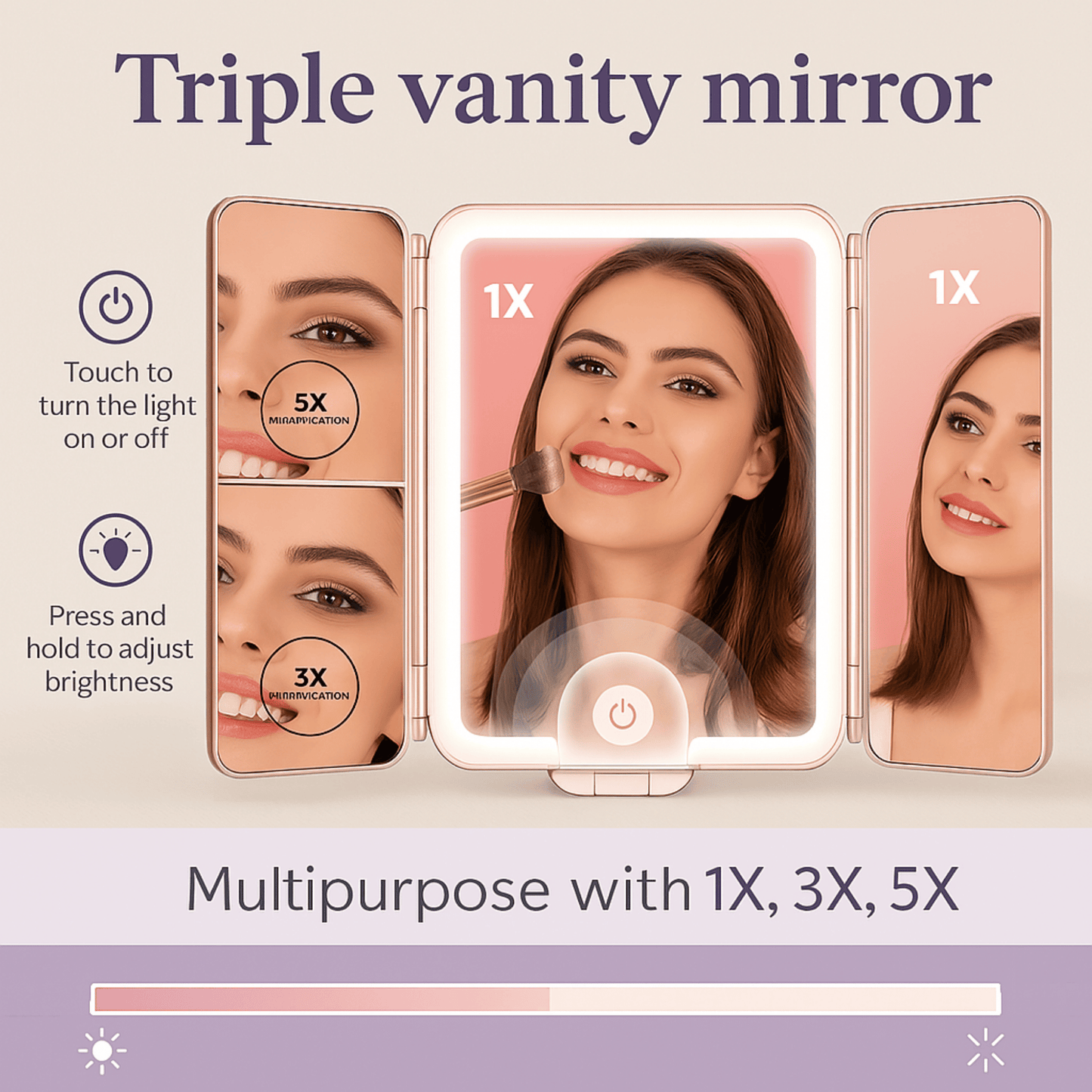 Rose InBella Compact & Travel Mirror with LED Light – Rechargeable