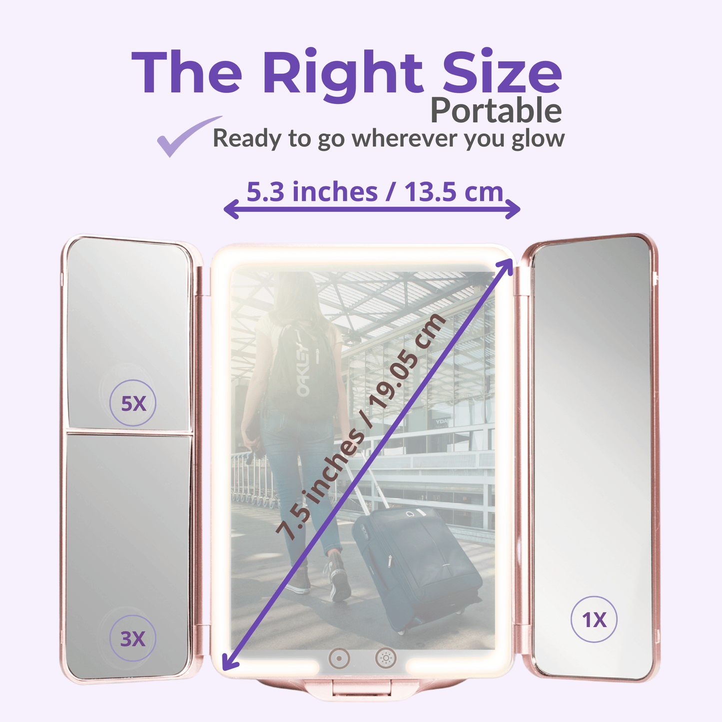 Rose InBella Compact & Travel Mirror with LED Light – Rechargeable