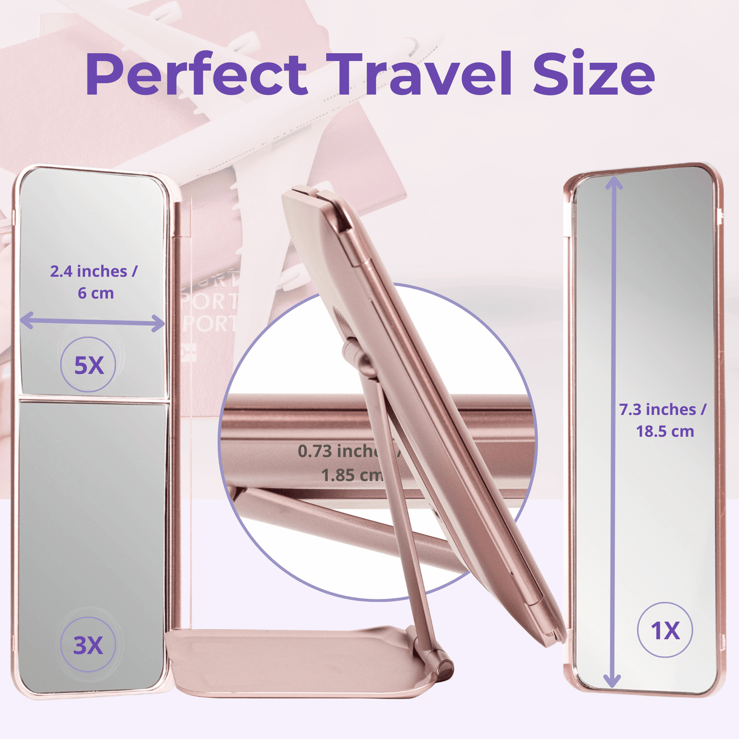 Rose InBella Compact & Travel Mirror with LED Light – Rechargeable