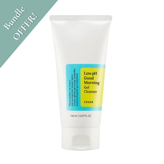 Tube of Low pH Good Morning Gel Cleanser with blue label on a white background available on hanbeautyUS.com COSRX